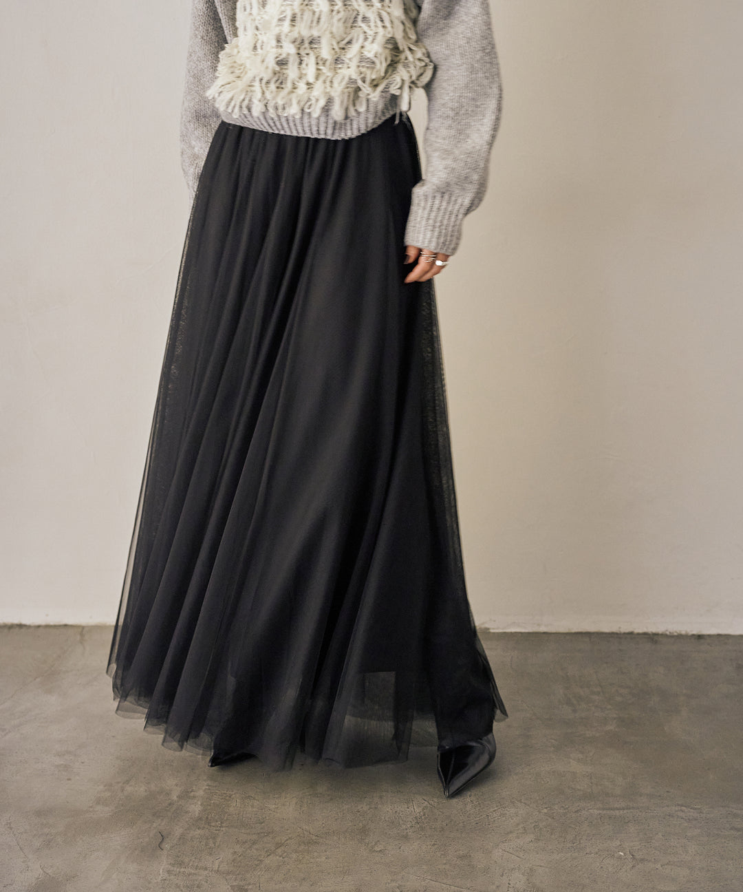 (eliuu)Tulle Layer Drape Skirt