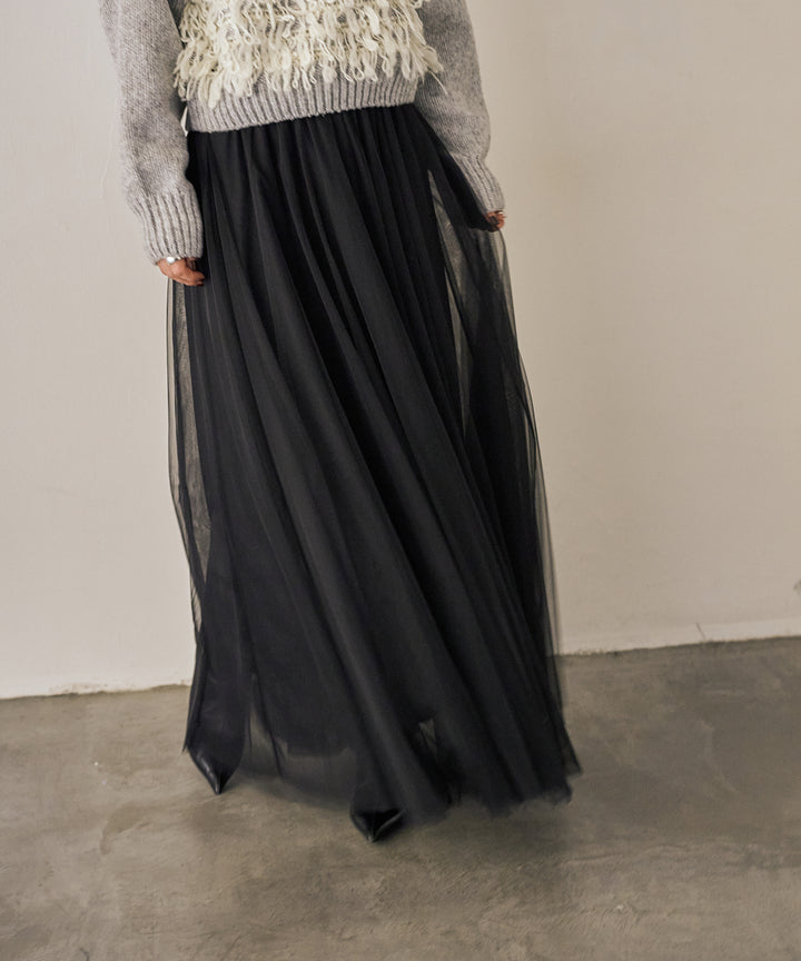 (eliuu)Tulle Layer Drape Skirt