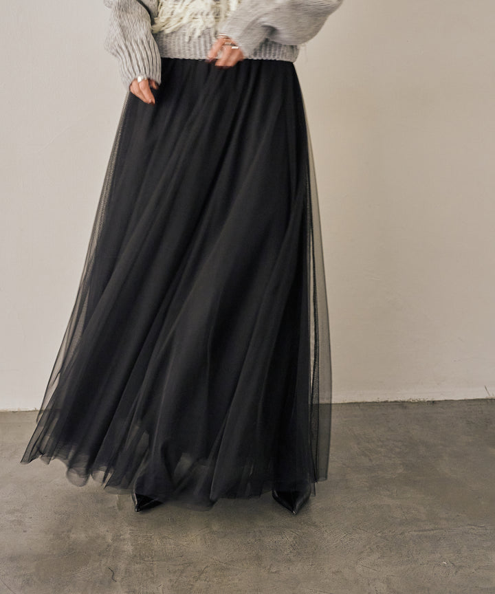 (eliuu)Tulle Layer Drape Skirt