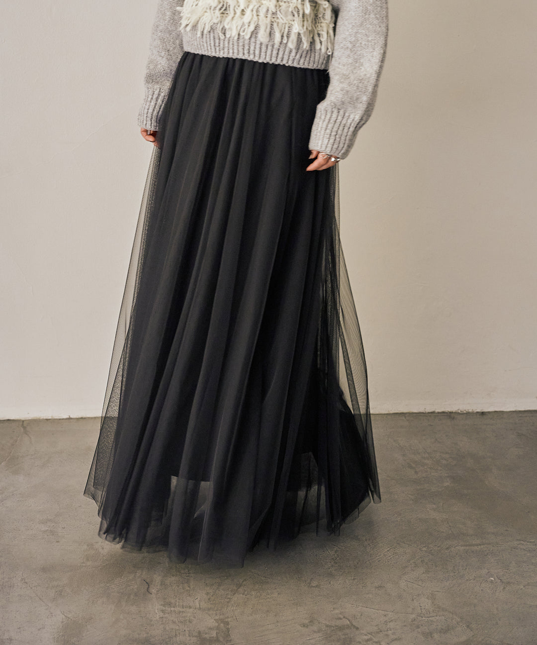 (eliuu)Tulle Layer Drape Skirt
