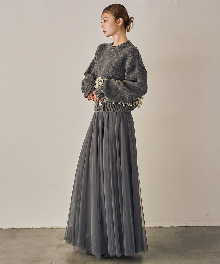 (eliuu)Tulle Layer Drape Skirt