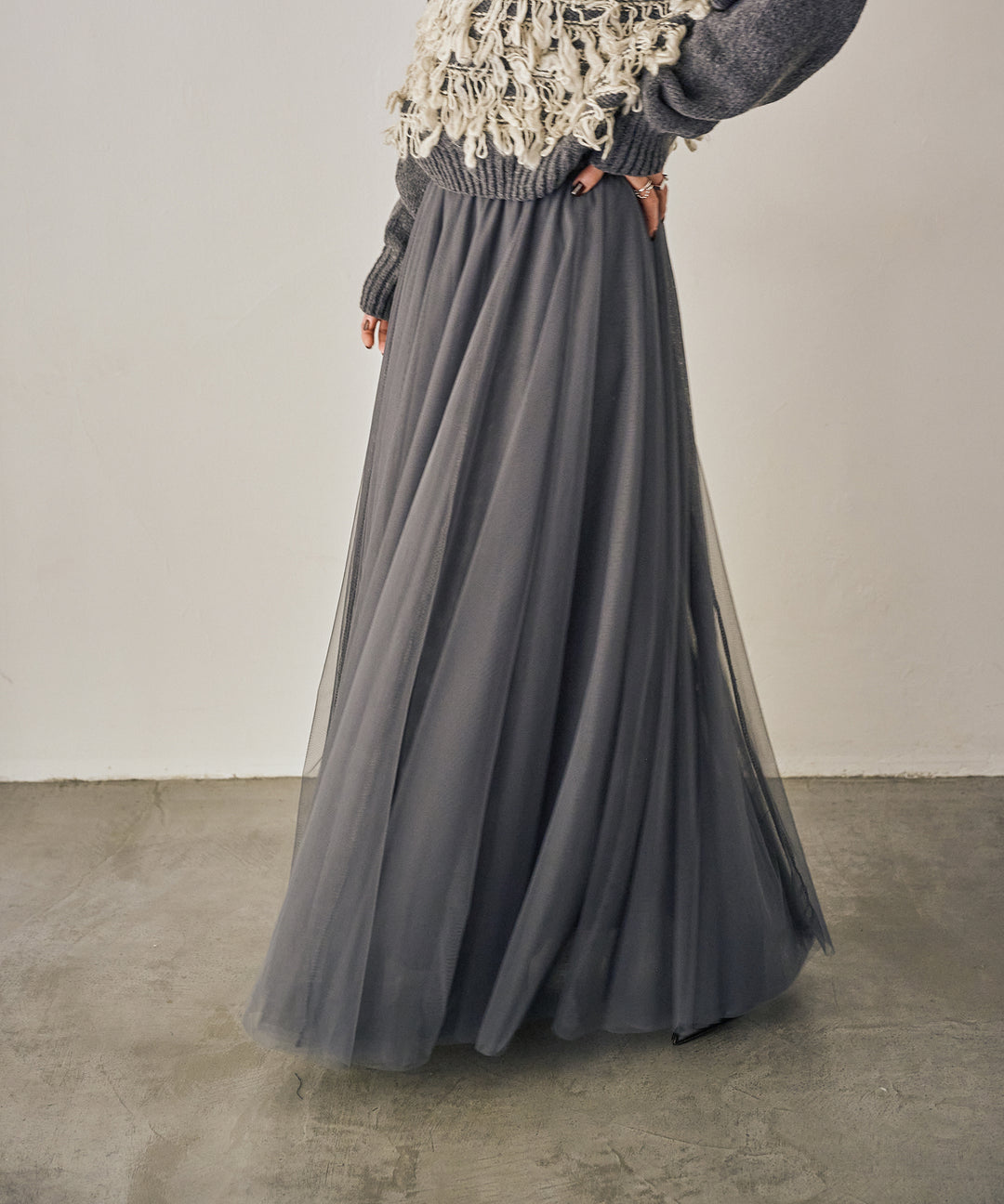 (eliuu)Tulle Layer Drape Skirt