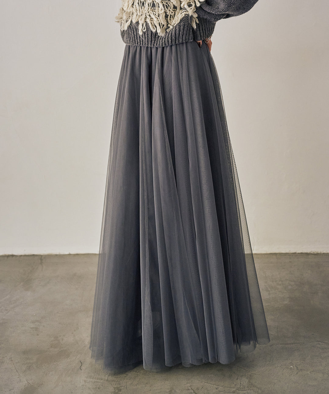 (eliuu)Tulle Layer Drape Skirt