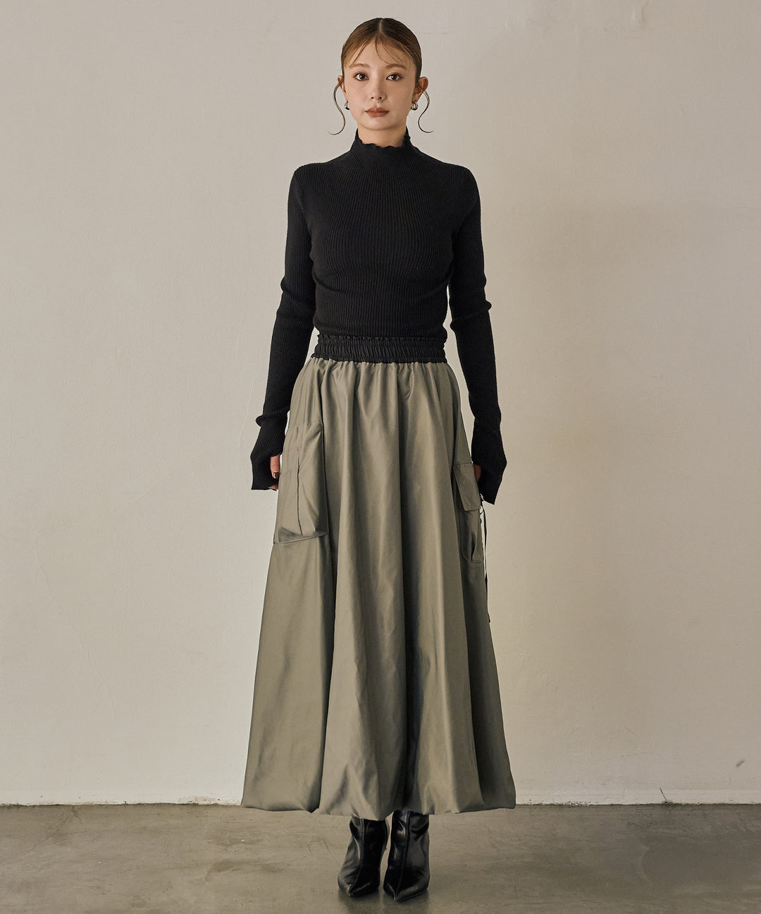 (eliuu)Gloss Military Balloon Skirt