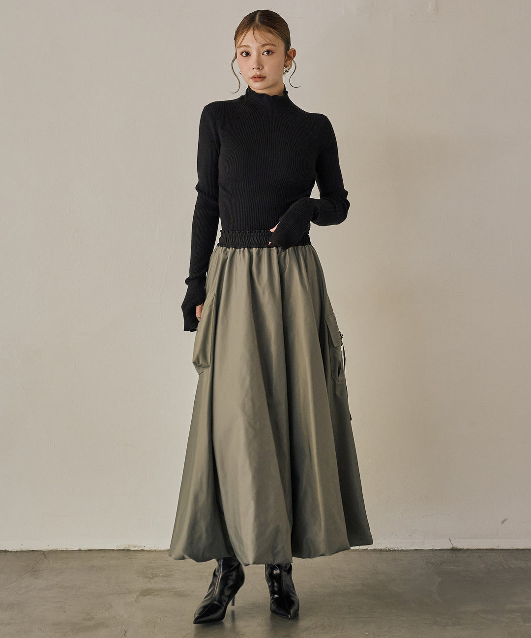 (eliuu)Gloss Military Balloon Skirt
