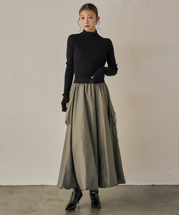 (eliuu)Gloss Military Balloon Skirt