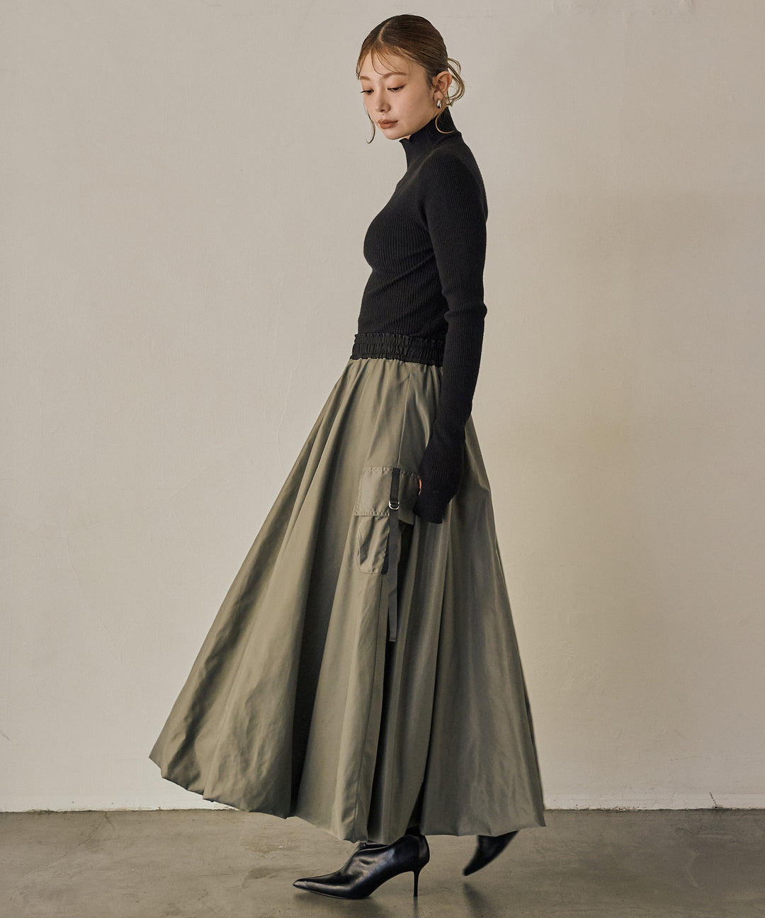 (eliuu)Gloss Military Balloon Skirt