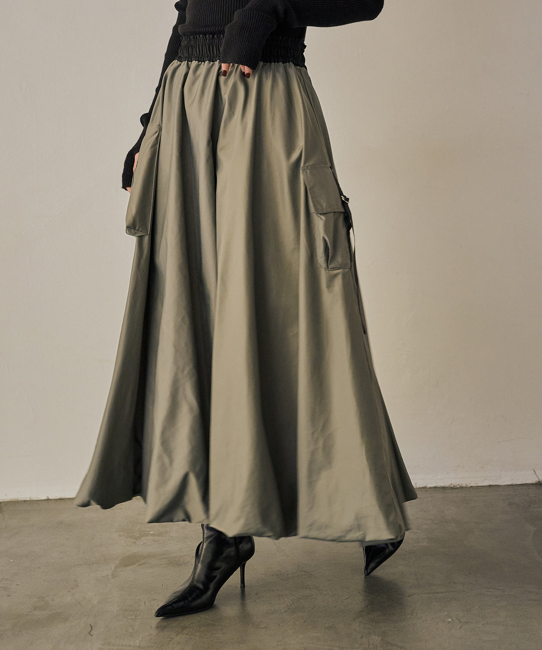 (eliuu)Gloss Military Balloon Skirt