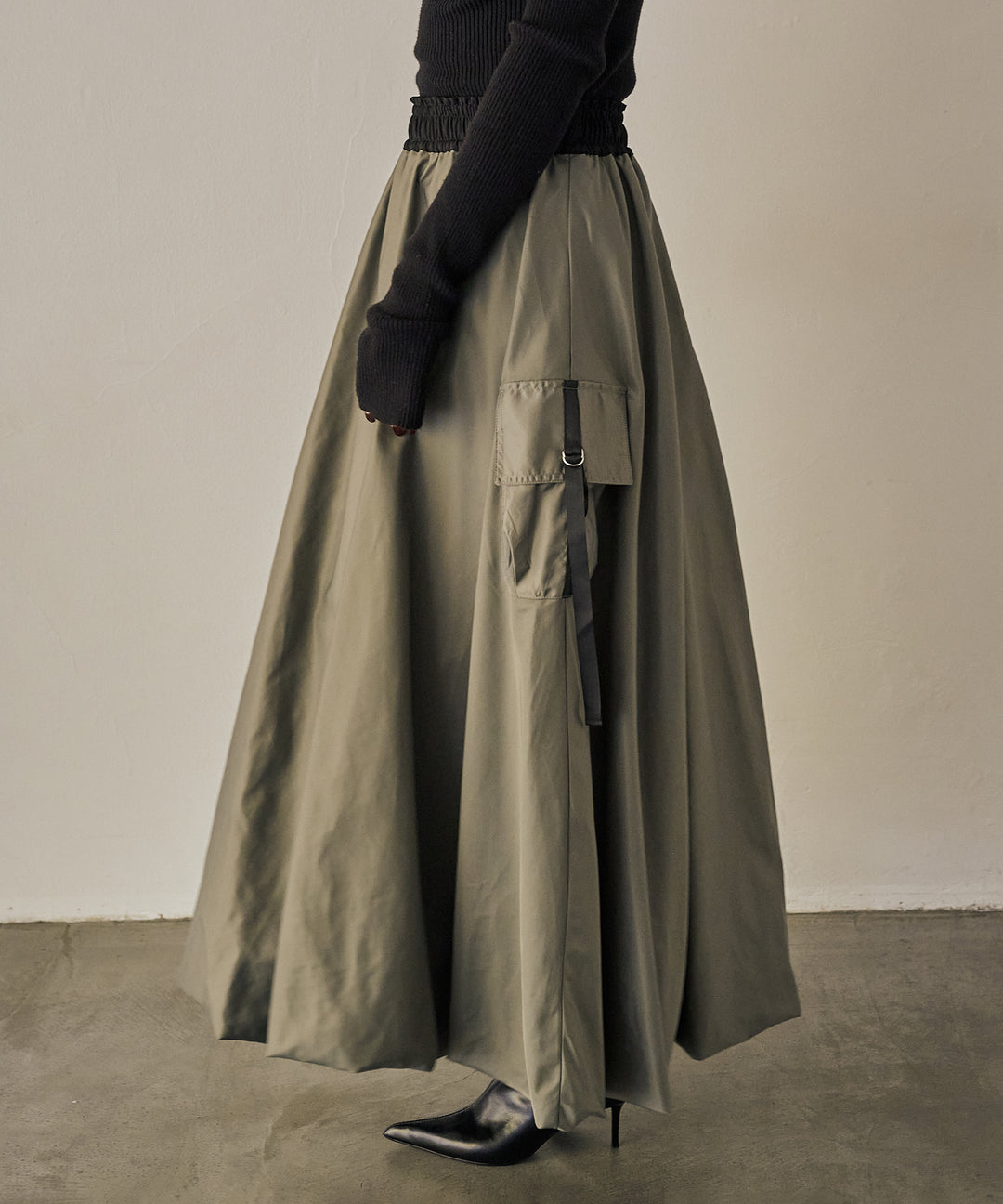 (eliuu)Gloss Military Balloon Skirt