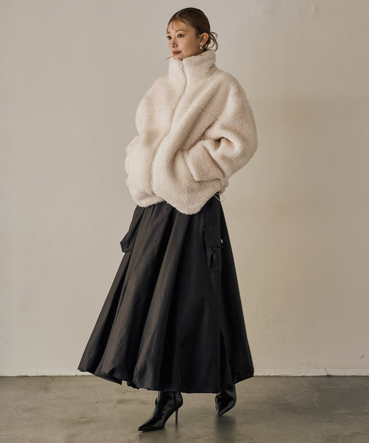 (eliuu)Gloss Military Balloon Skirt