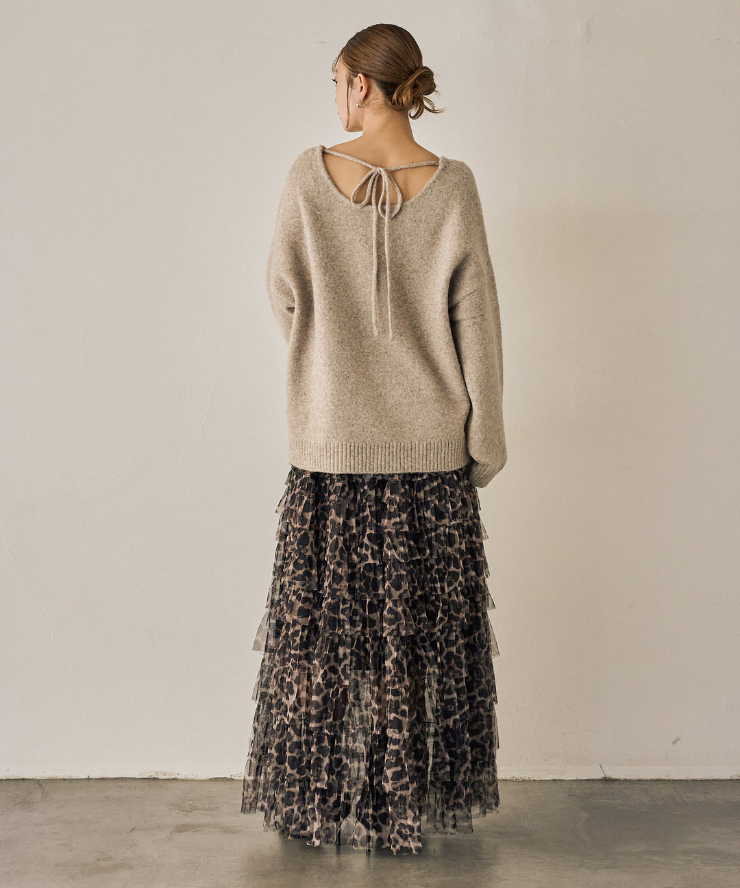 (eliuu)Leopard Tulle Tiered Skirt