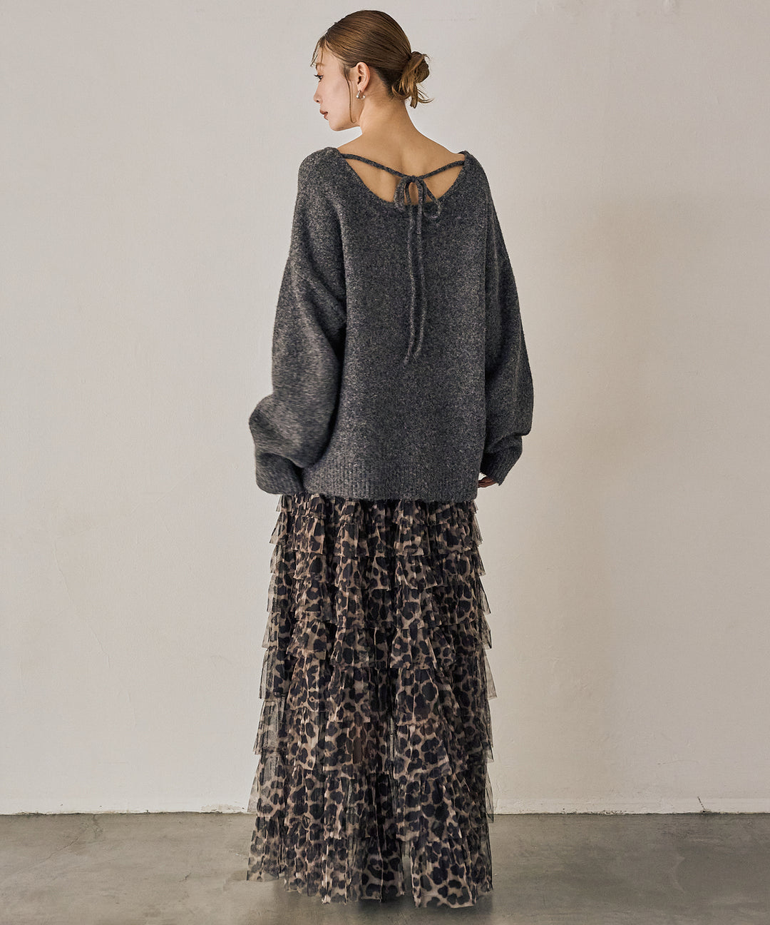 (eliuu)Leopard Tulle Tiered Skirt