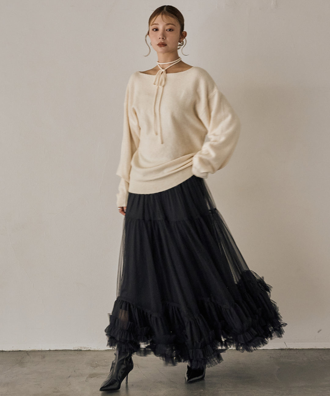 (eliuu)Lily Flower Tulle Skirt