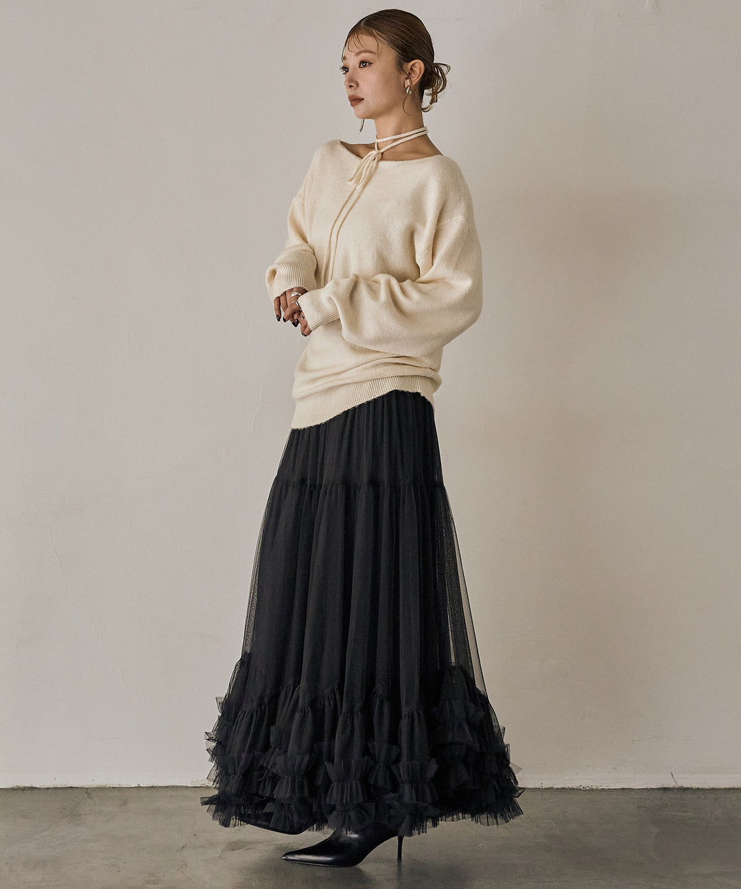 (eliuu)Stretch 2way Knit Top