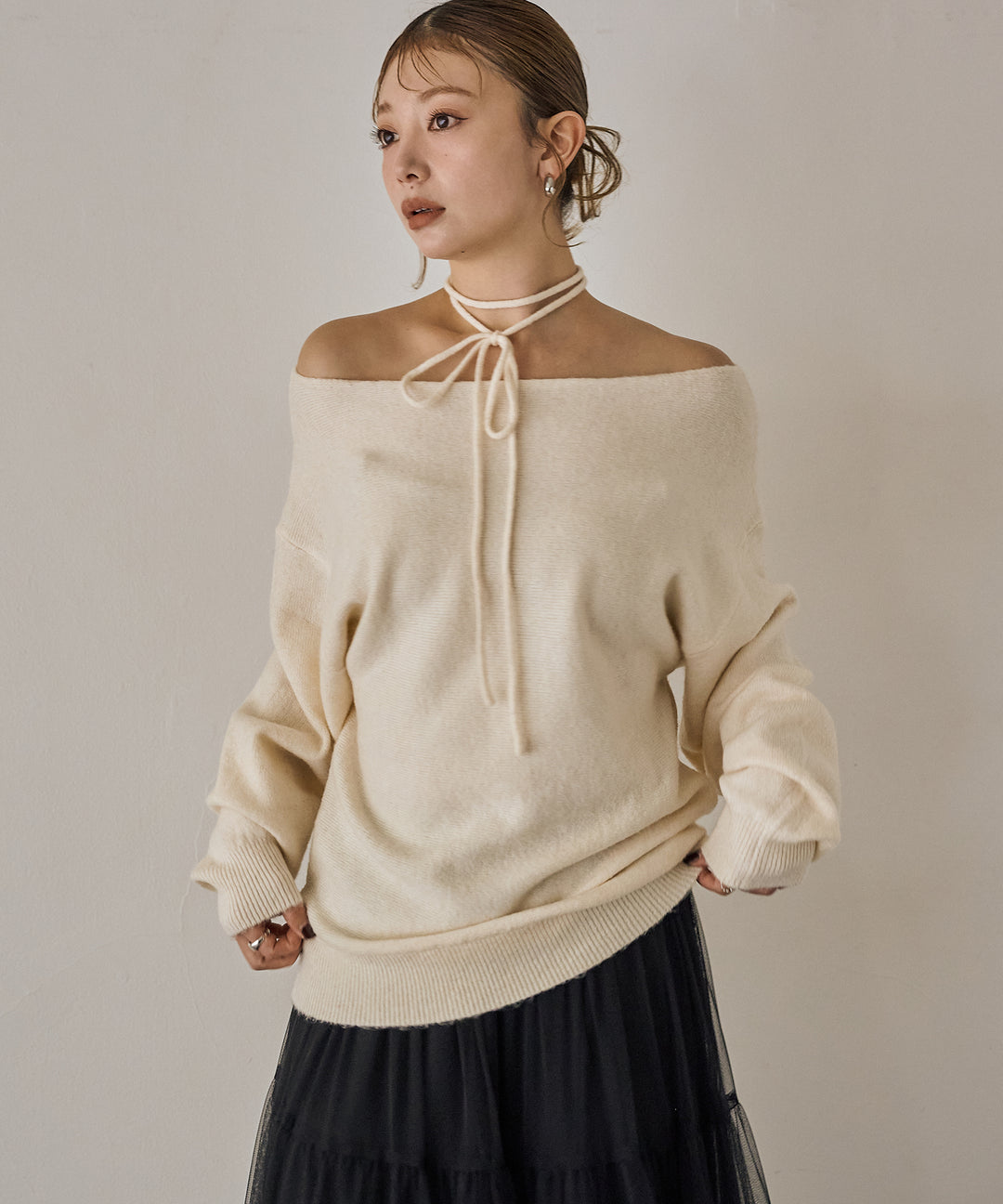 (eliuu)Stretch 2way Knit Top