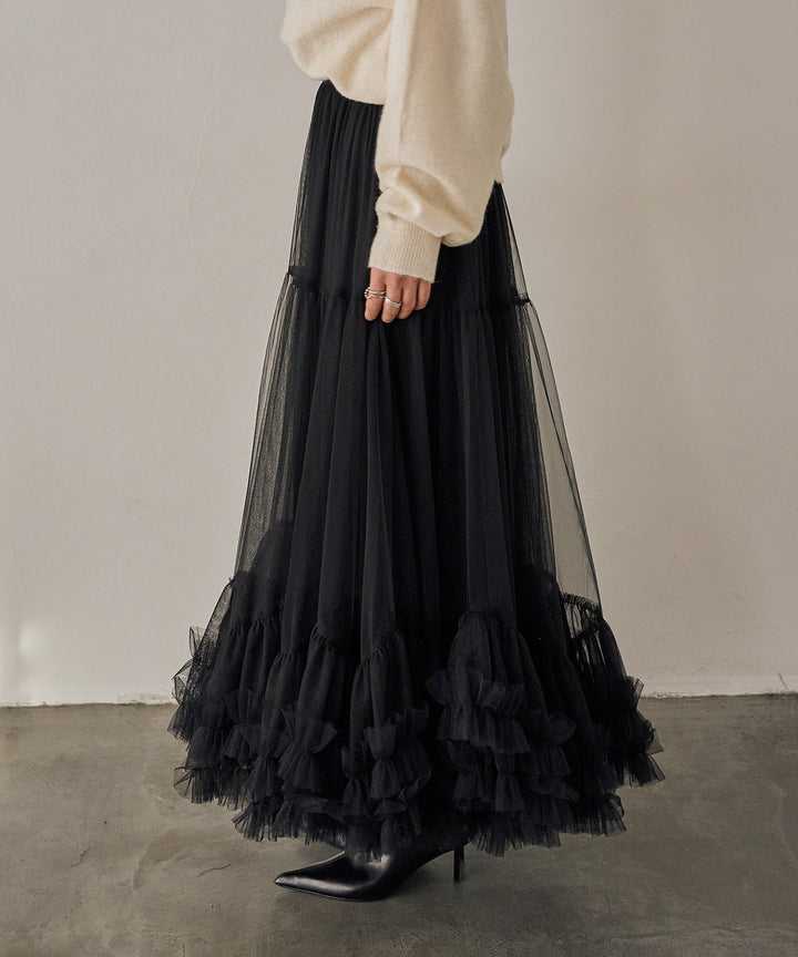 (eliuu)Lily Flower Tulle Skirt