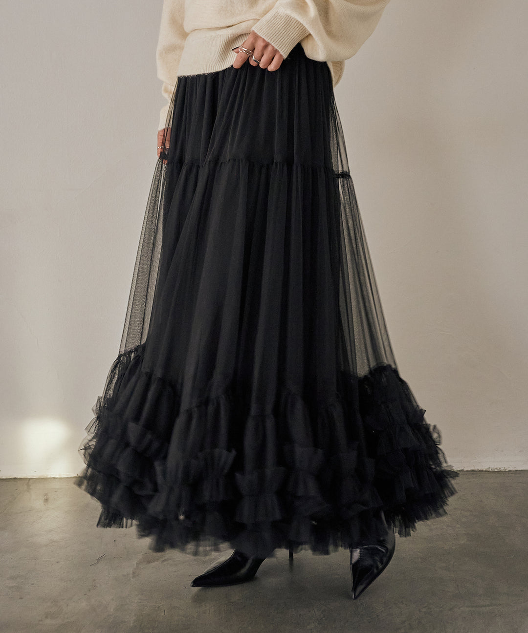 (eliuu)Lily Flower Tulle Skirt