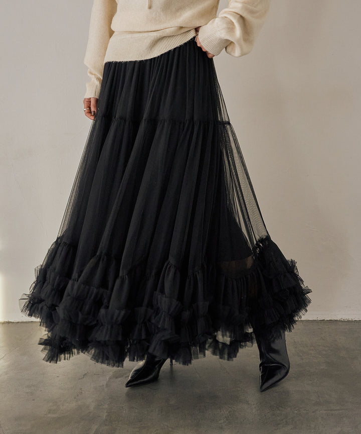 (eliuu)Lily Flower Tulle Skirt