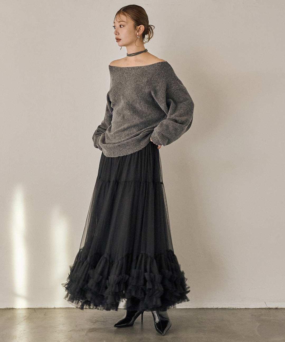 (eliuu)Stretch 2way Knit Top