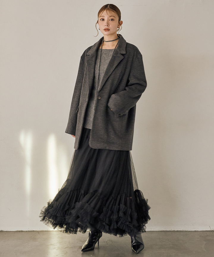 [SET]Heather Mix Over Jacket+Lily Flower Tulle Skirt