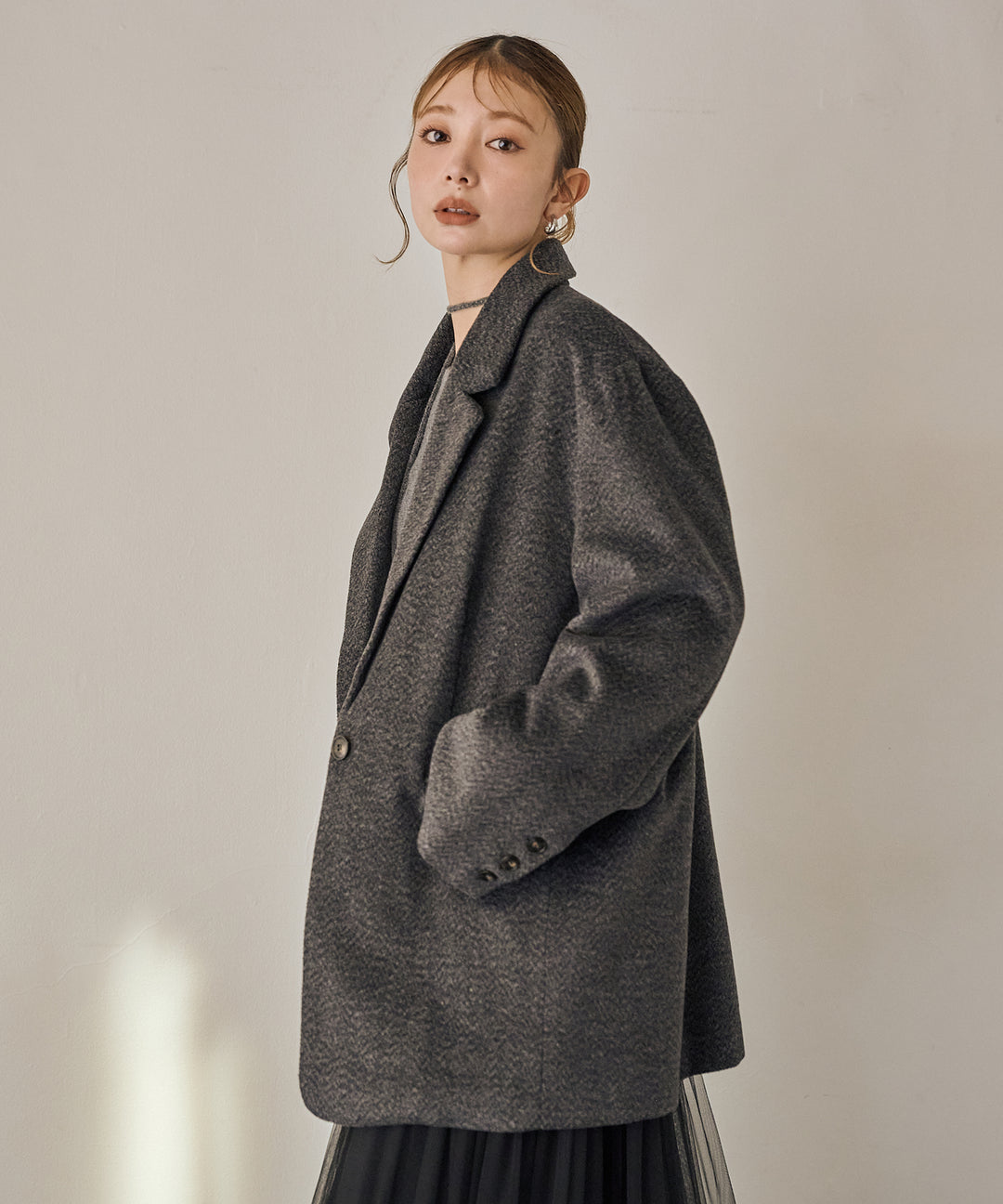 (eliuu)Heather Mix Over Jacket