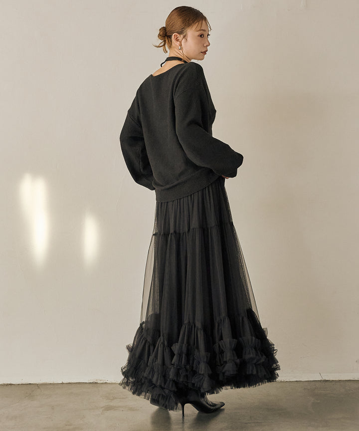 (eliuu)Lily Flower Tulle Skirt