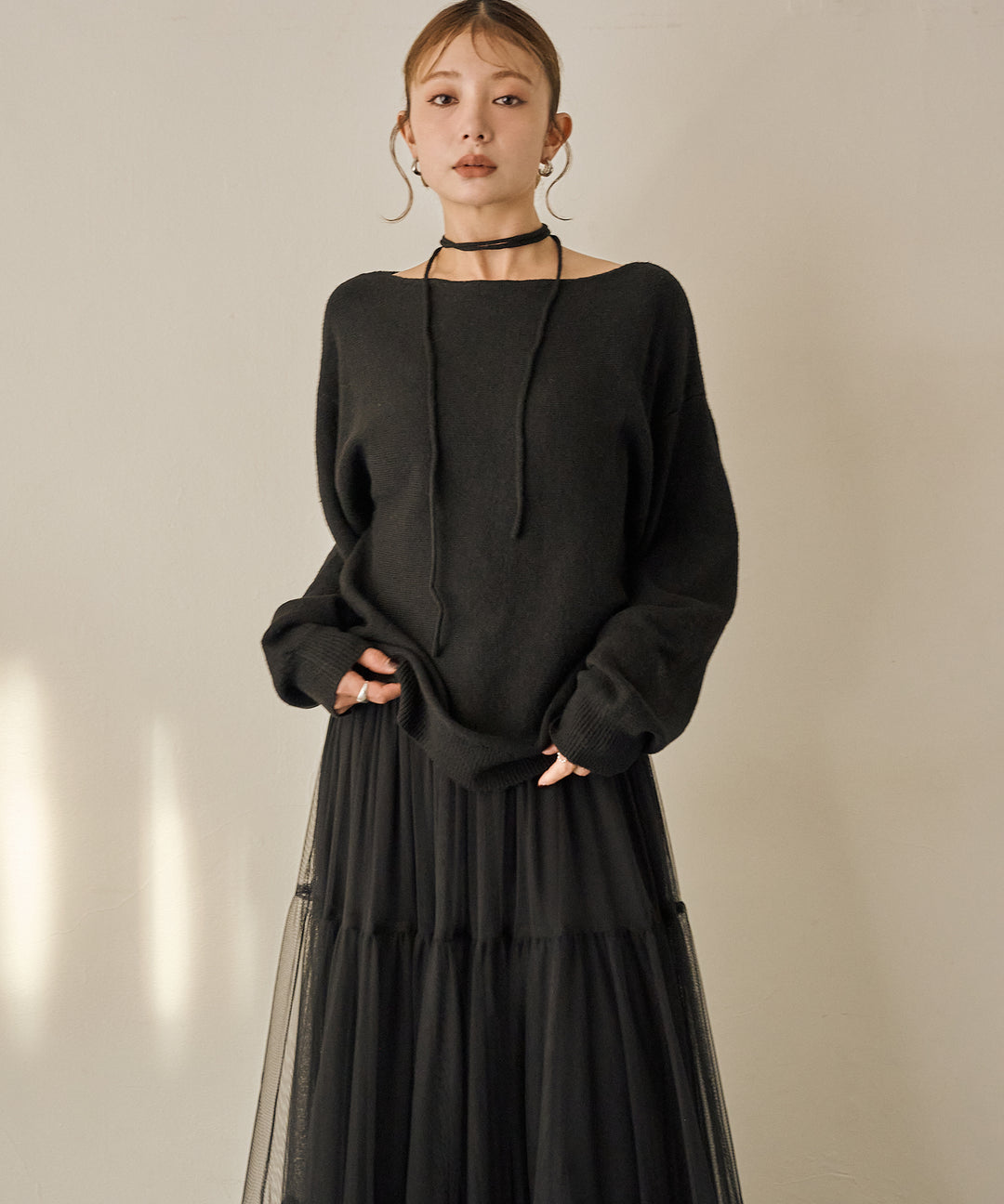 (eliuu)Stretch 2way Knit Top