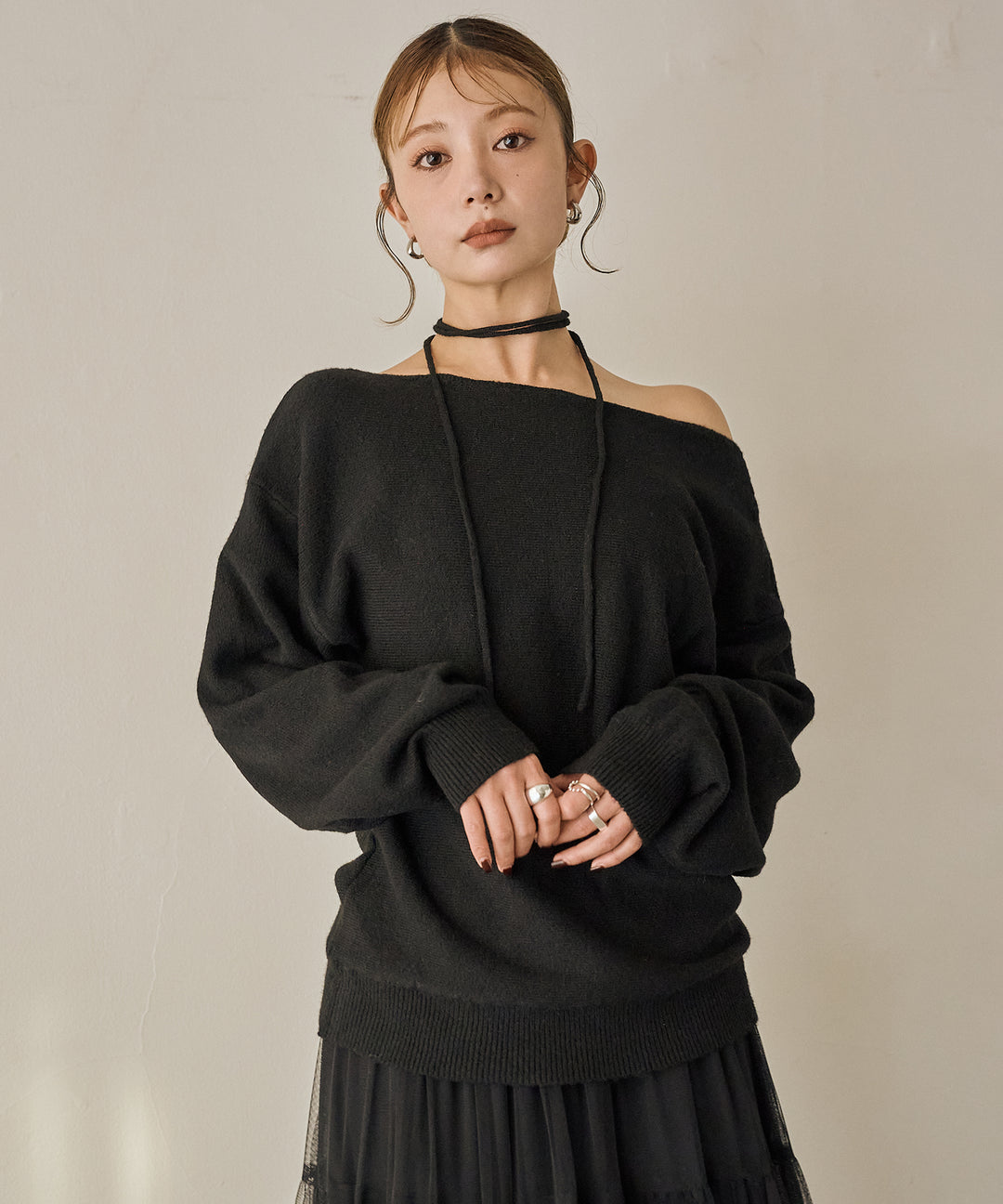 (eliuu)Stretch 2way Knit Top