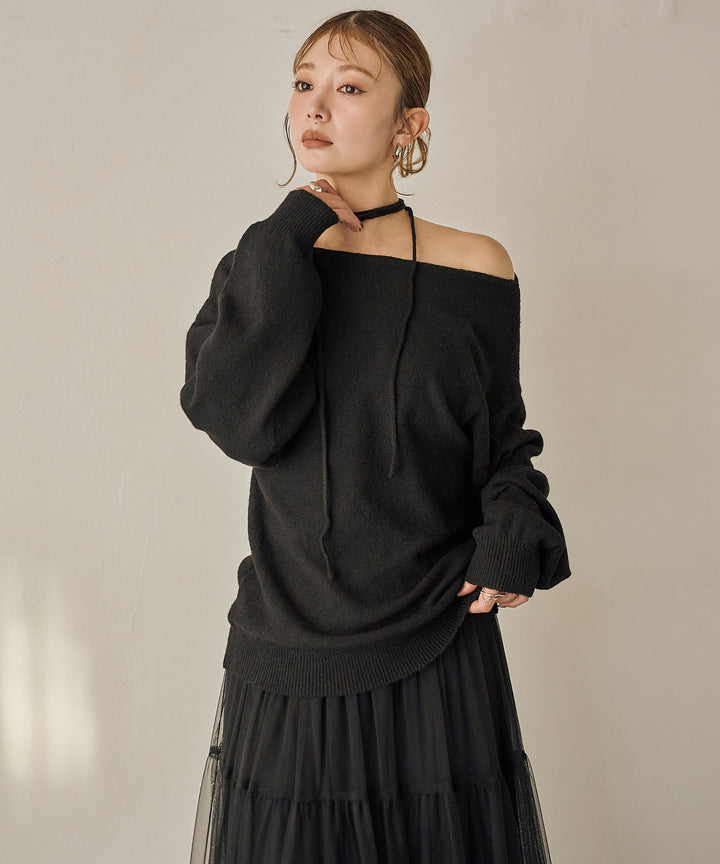 (eliuu)Stretch 2way Knit Top