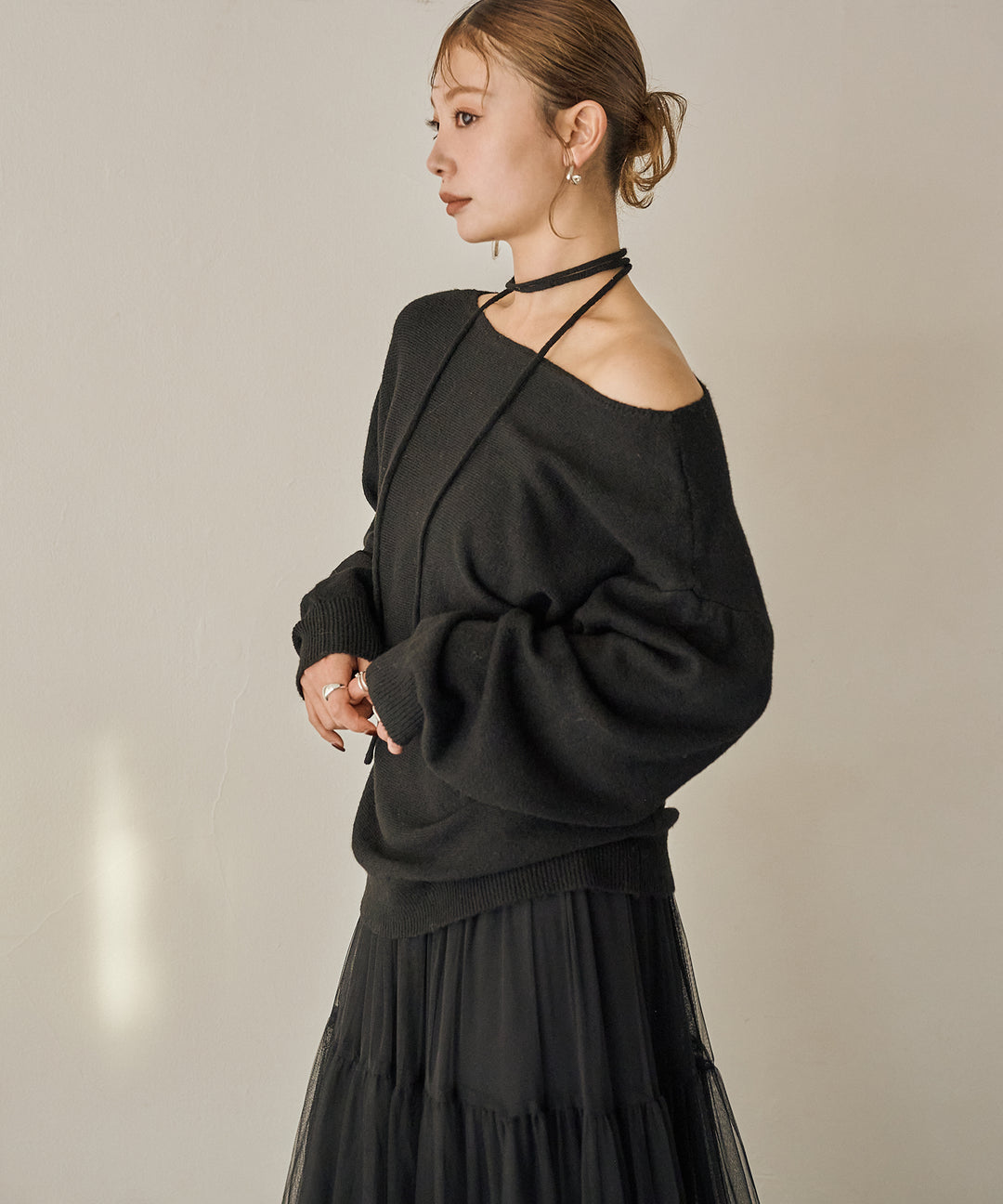 (eliuu)Stretch 2way Knit Top