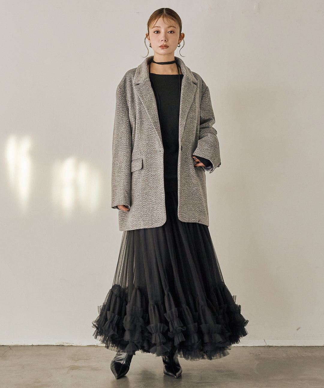 (eliuu)Heather Mix Over Jacket