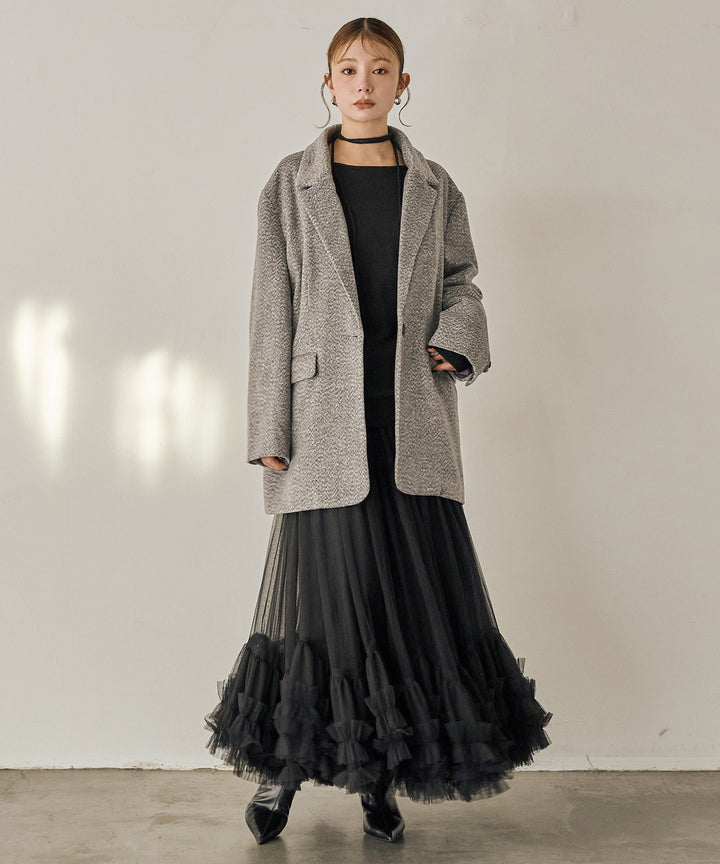 [SET]Heather Mix Over Jacket+Lily Flower Tulle Skirt