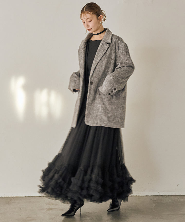 [SET]Stretch 2way Knit Top+Lily Flower Tulle Skirt