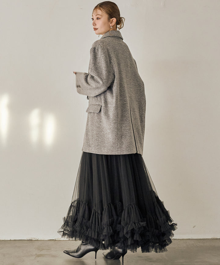 [SET]Heather Mix Over Jacket+Lily Flower Tulle Skirt