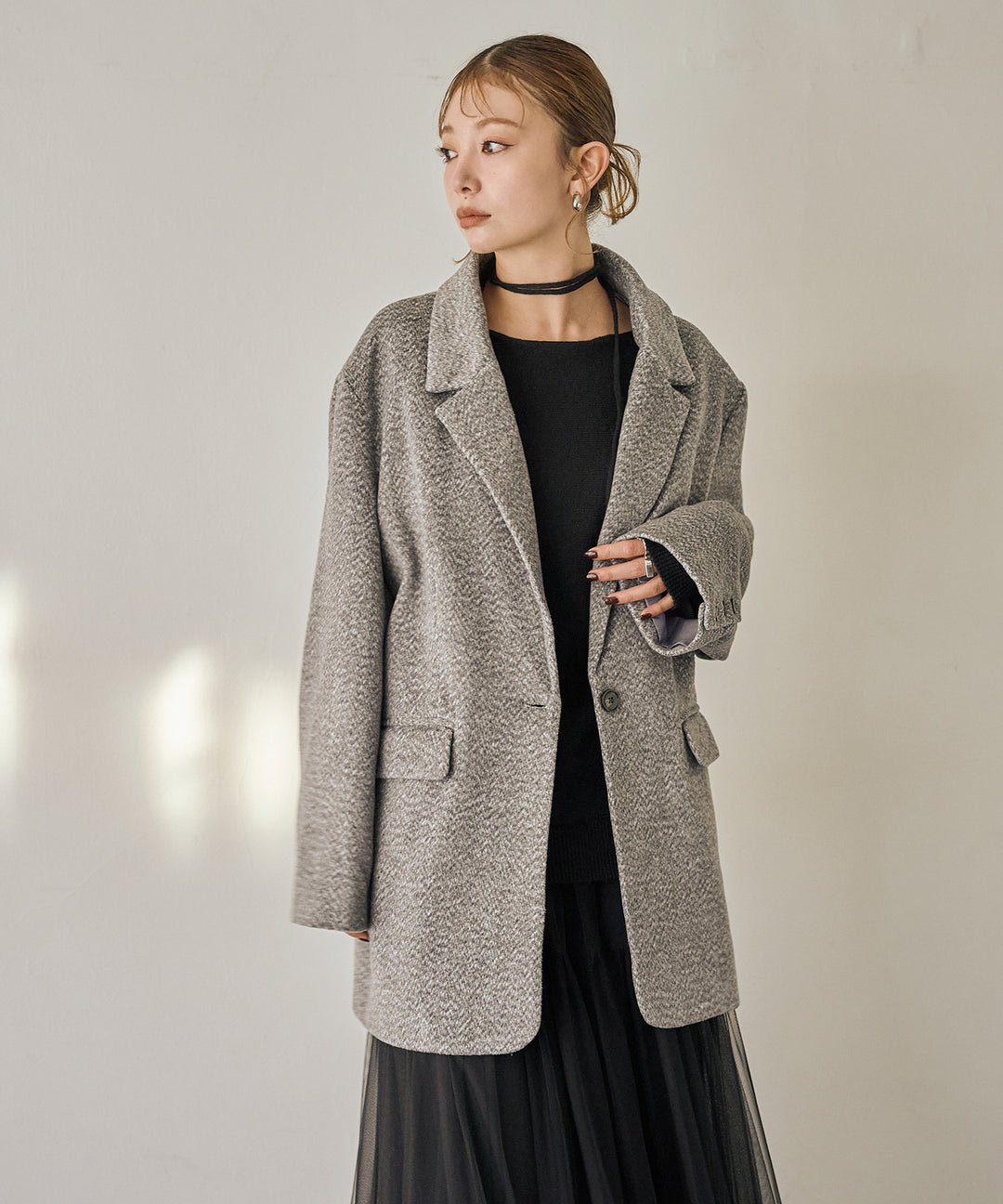 (eliuu)Heather Mix Over Jacket