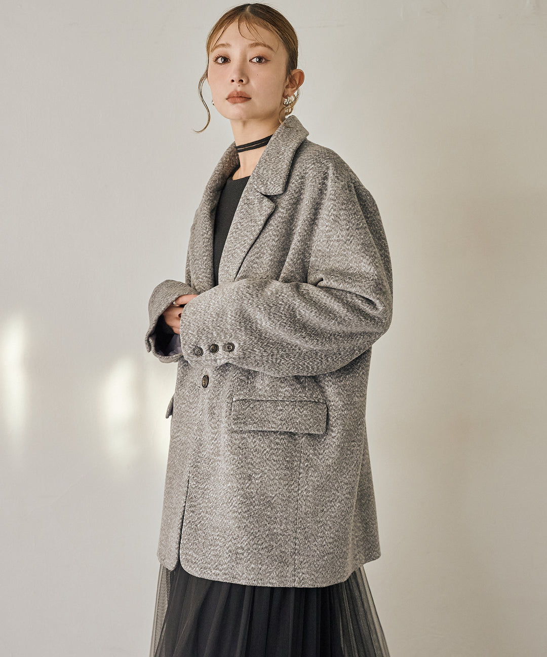 (eliuu)Heather Mix Over Jacket