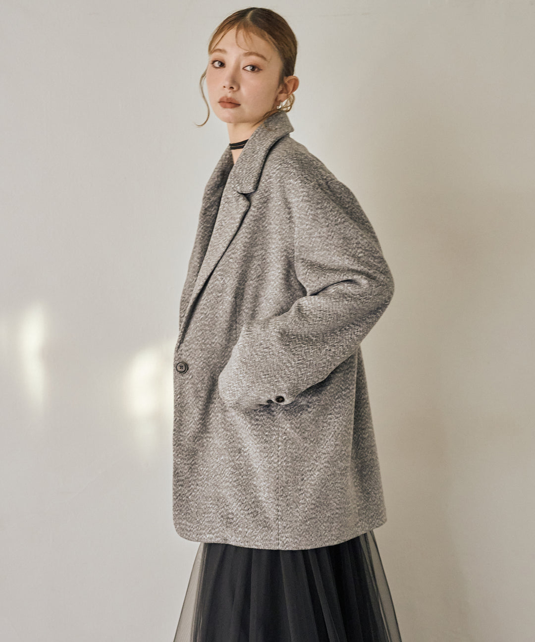 (eliuu)Heather Mix Over Jacket