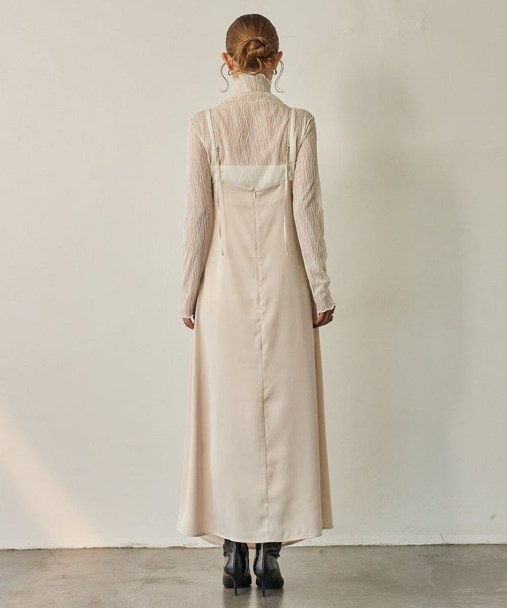 (eliuu)Luminous Satin Tuck C/A Onepiece