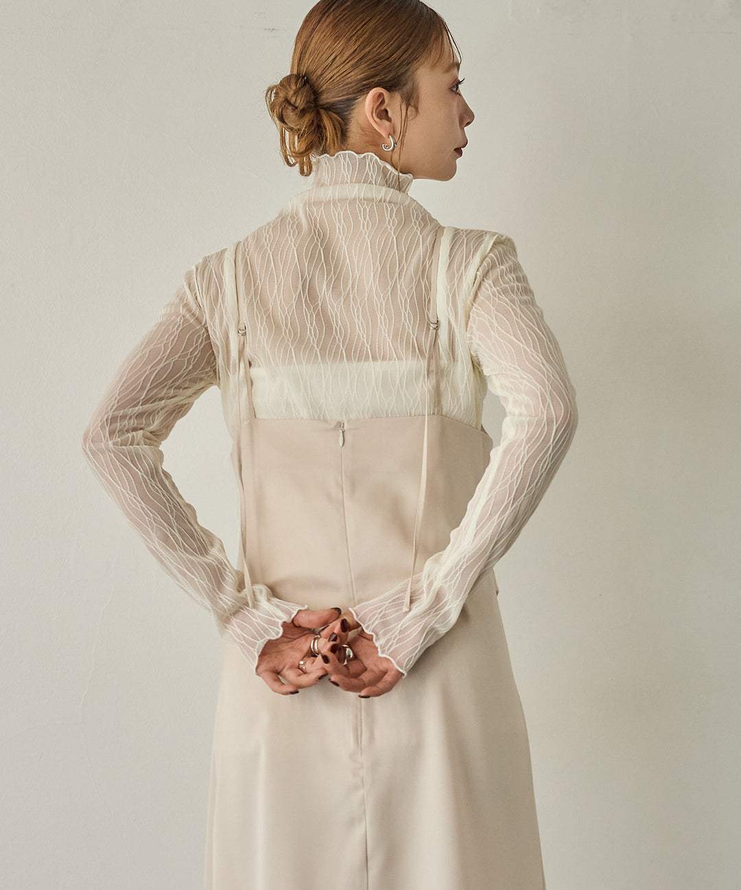 (eliuu)Tulle H/N Long Tee