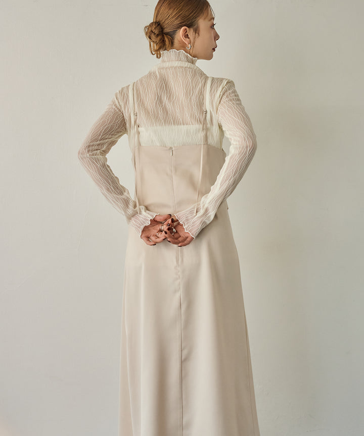 (eliuu)Luminous Satin Tuck C/A Onepiece