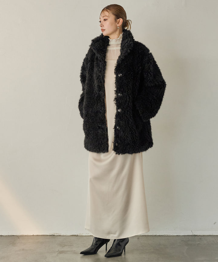 (eliuu)Luminous Satin Tuck C/A Onepiece