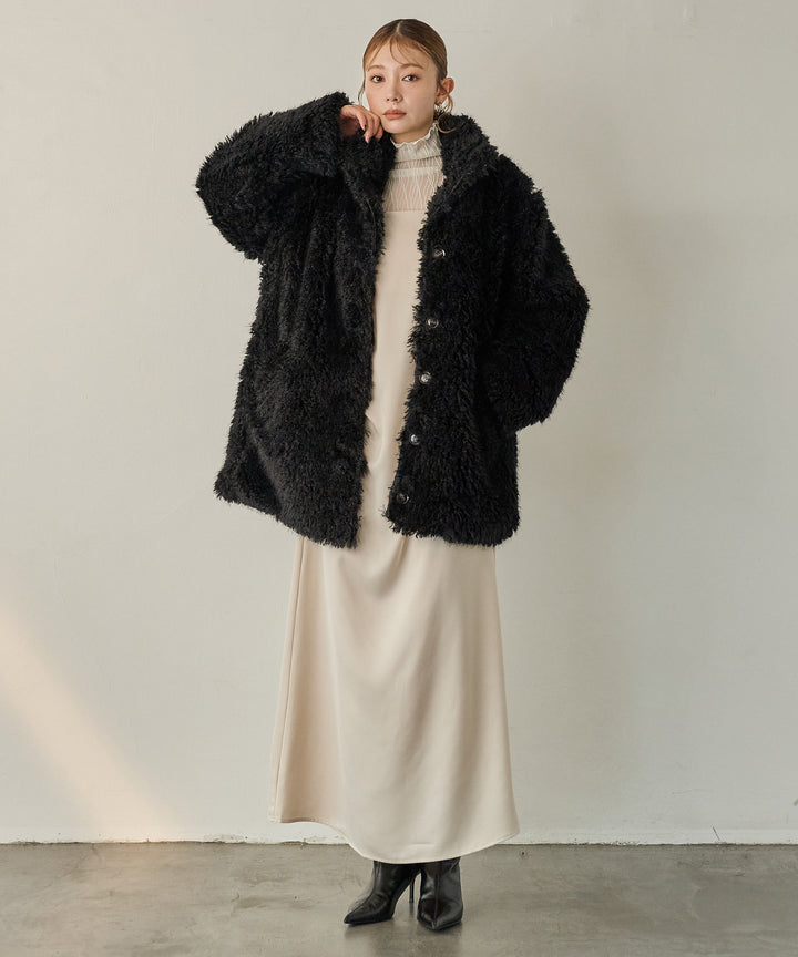 (eliuu)Luminous Satin Tuck C/A Onepiece