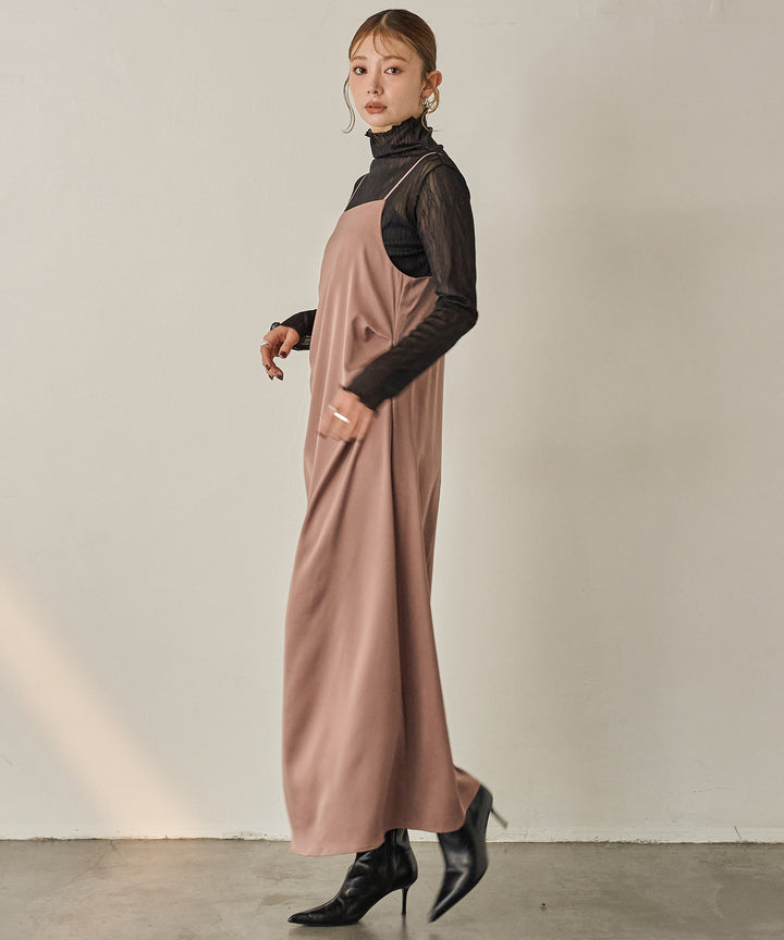 (eliuu)Luminous Satin Tuck C/A Onepiece