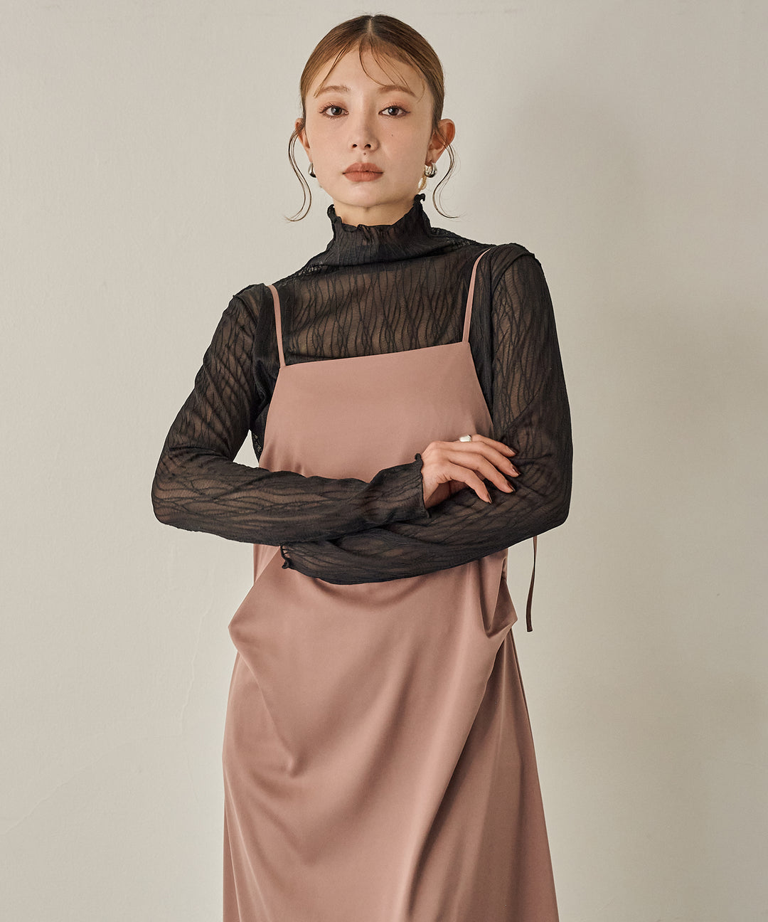 (eliuu)Tulle H/N Long Tee