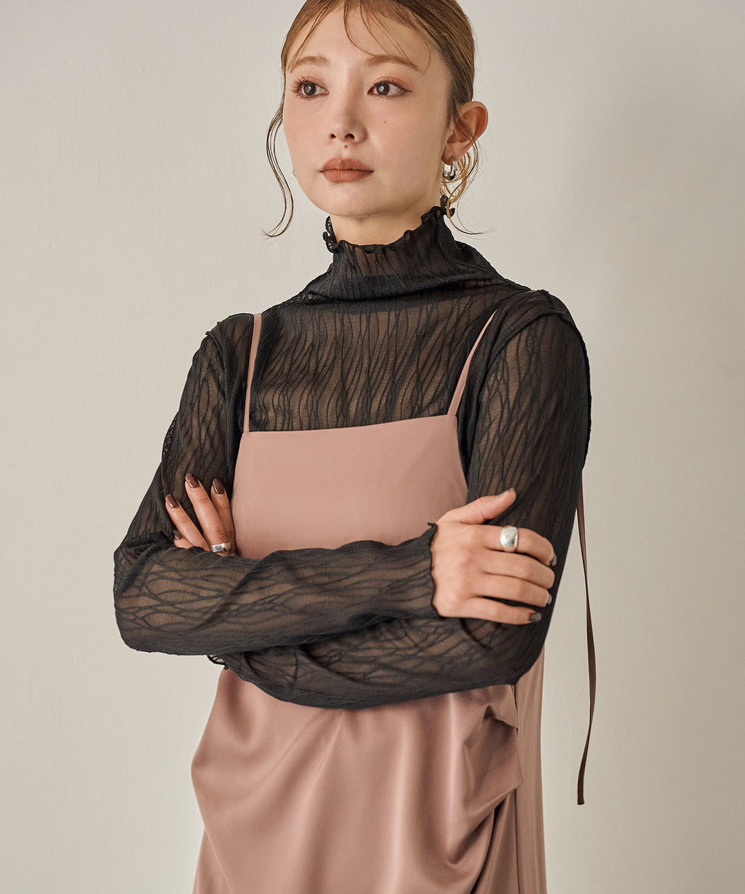 (eliuu)Tulle H/N Long Tee