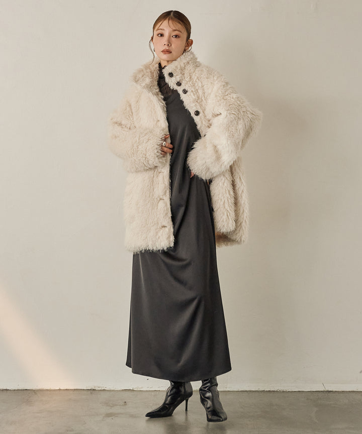 (eliuu)Luminous Satin Tuck C/A Onepiece