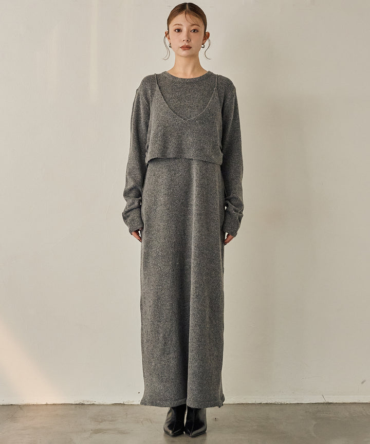 (eliuu)Bustier Mix Knit Onepiece