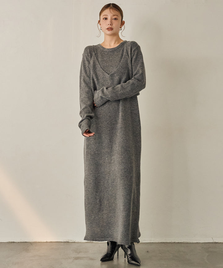 (eliuu)Bustier Mix Knit Onepiece