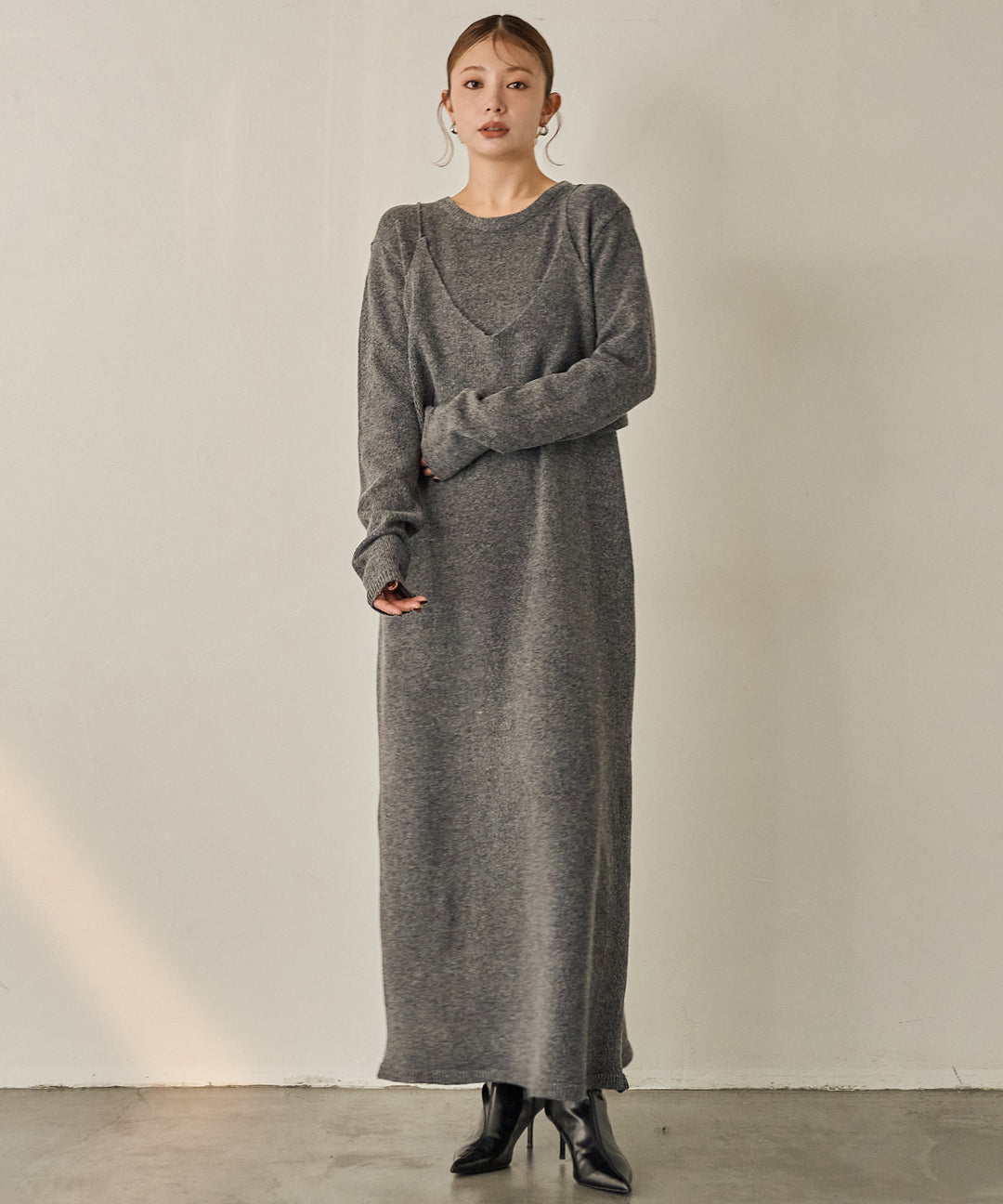 (eliuu)Bustier Mix Knit Onepiece