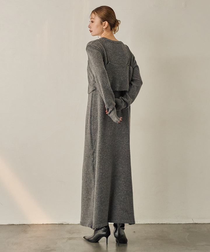 (eliuu)Bustier Mix Knit Onepiece